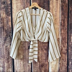 Stripped long sleeve crop top